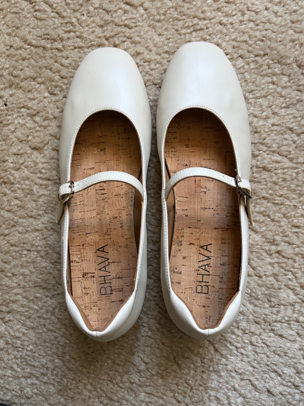 Bhava vegan leather ballet flats ivory UK 38 US 7.5 - 8 with bag - Picture 2 of 10